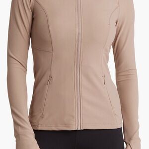 90 Degree By Reflex Taupe Zip-Up Jacket